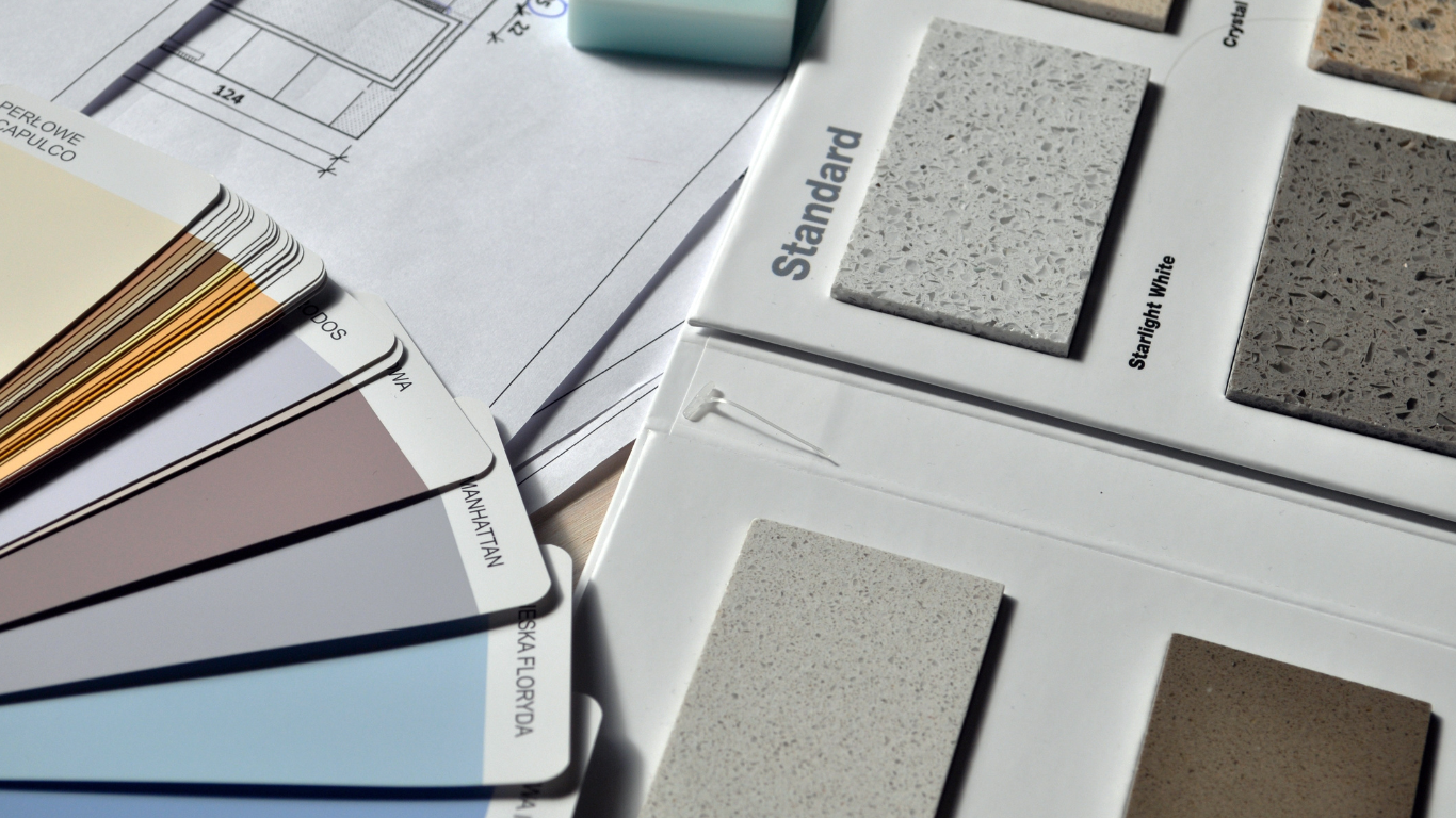 Booklet showcasing various paint colors and textures for home and office projects, Elite Painting & Drywall